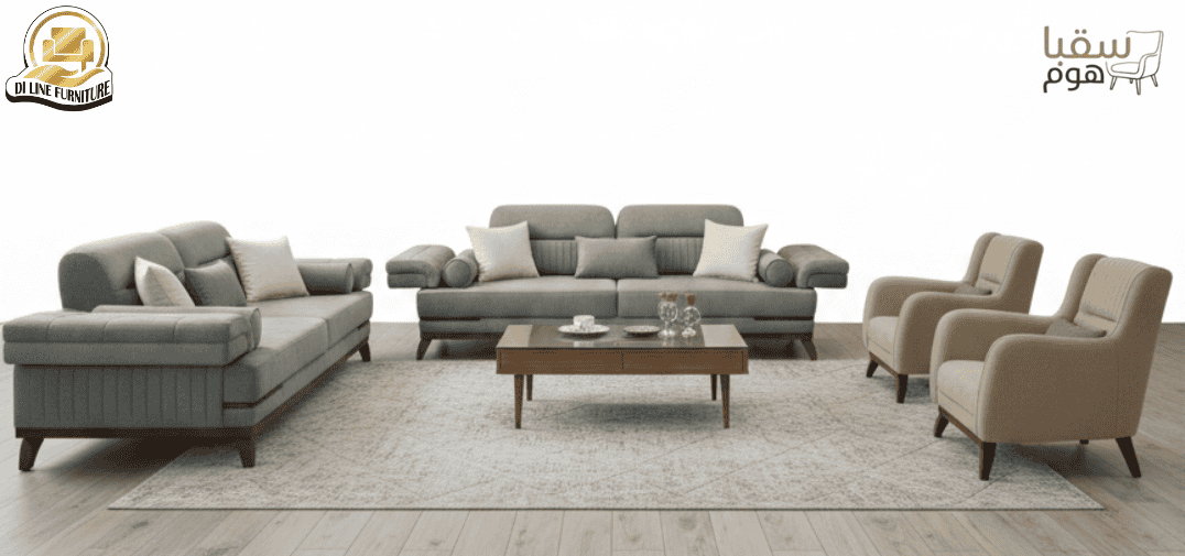 كنبة ثلاثية وعدد 2 كراسي مريحة